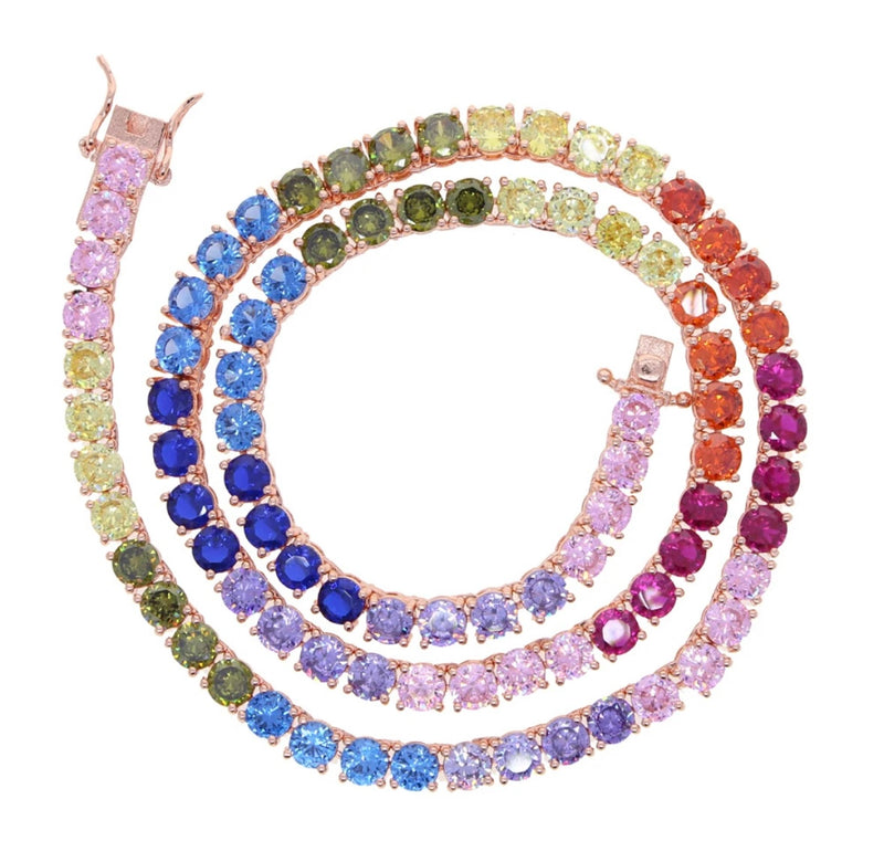 Rainbow Tennis Necklace & Bracelet