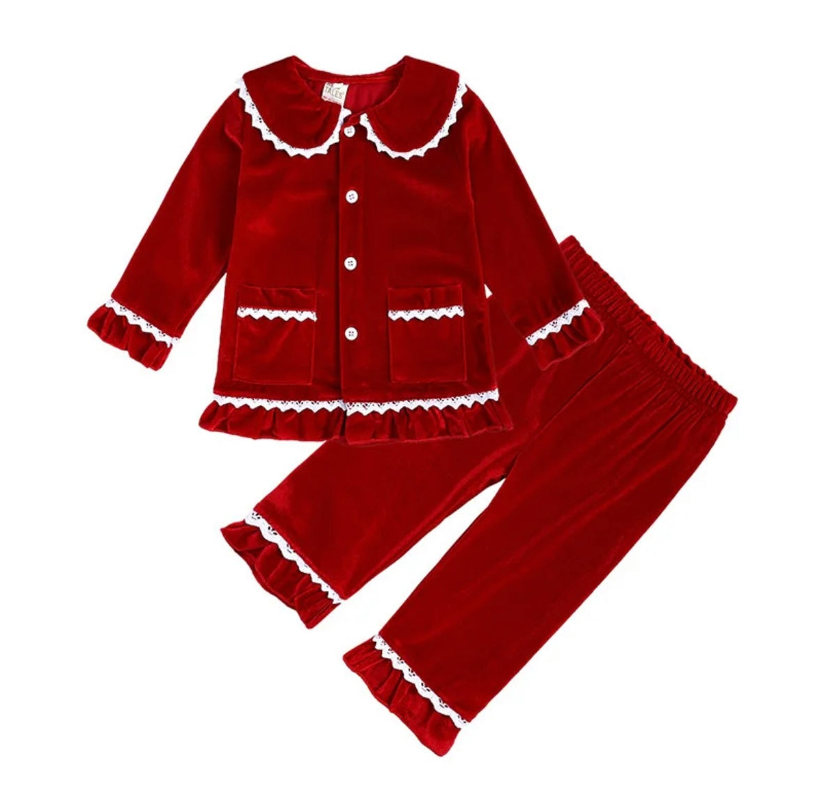 Red Velour Girls Pyjamas