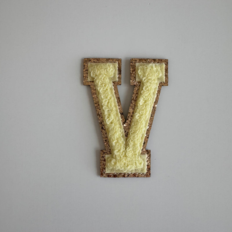 Varsity Glitter Patch - Lemon