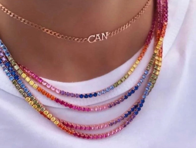 Rainbow Tennis Necklace & Bracelet
