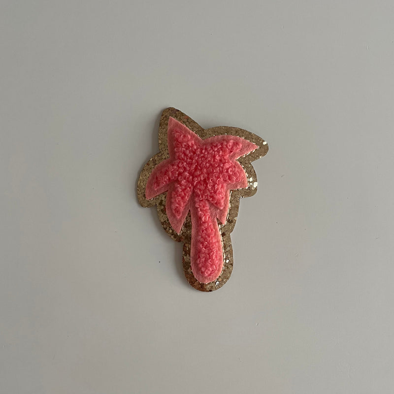 Varsity Glitter Patch - Coral