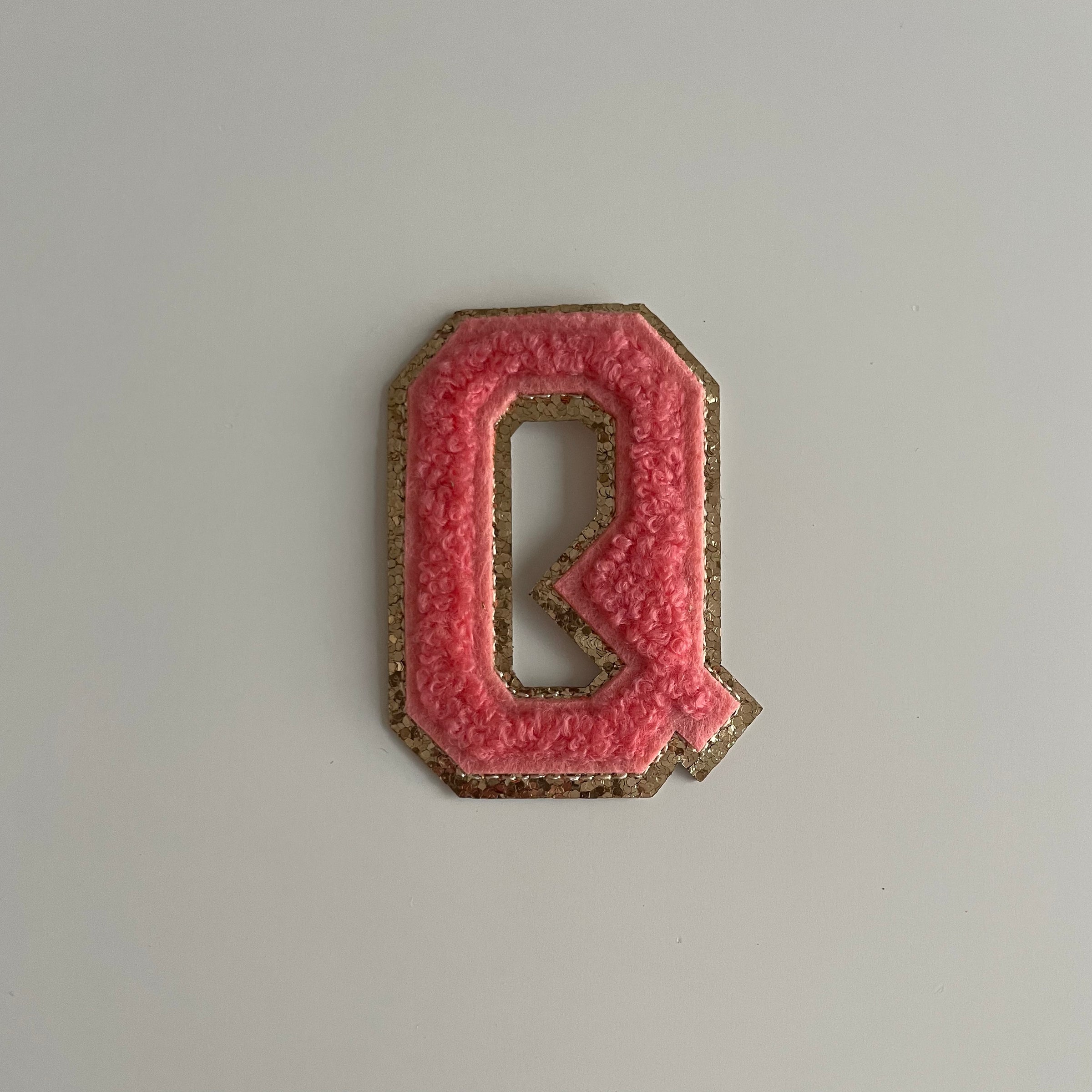 Varsity Glitter Patch - Coral
