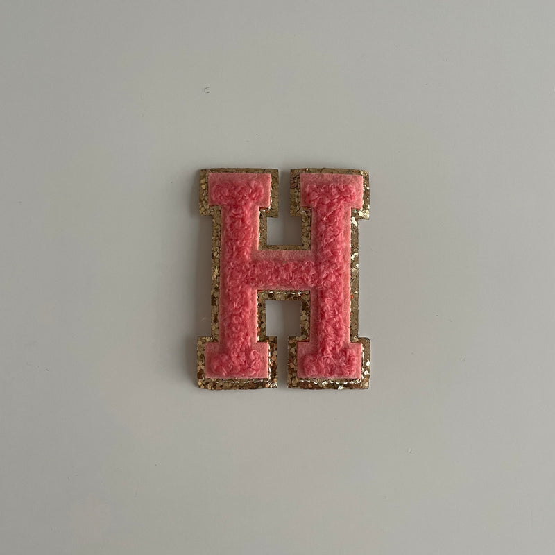 Varsity Glitter Patch - Coral