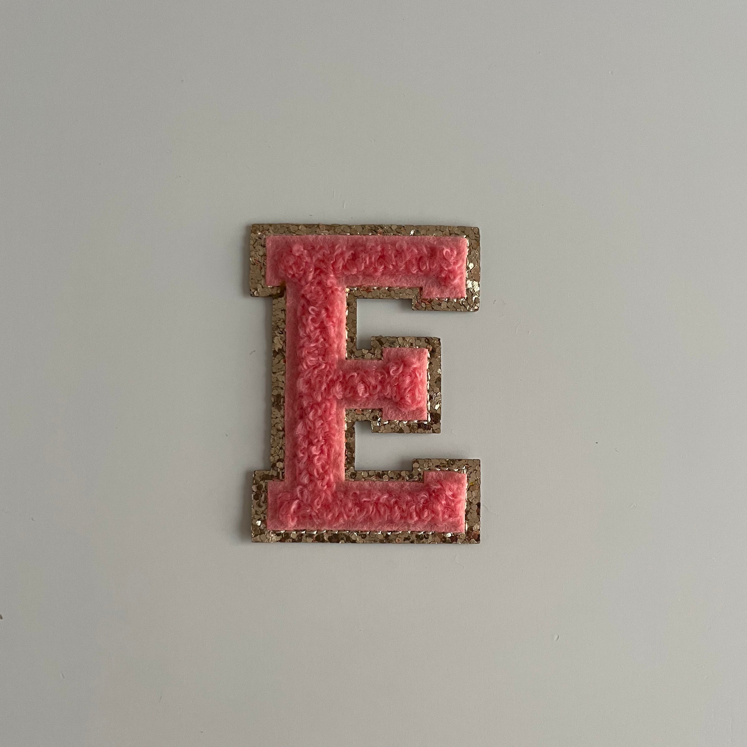 Varsity Glitter Patch - Coral