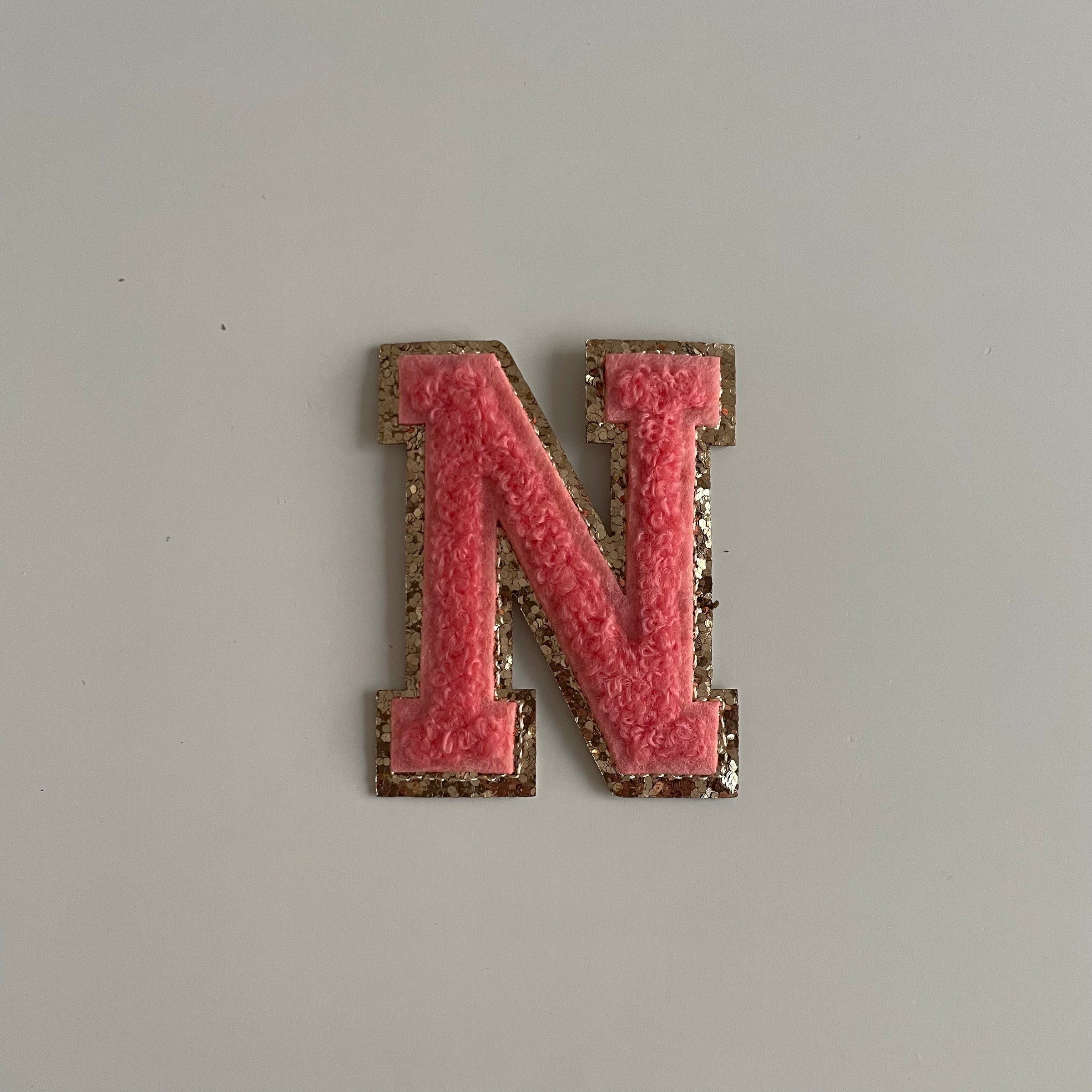 Varsity Glitter Patch - Coral