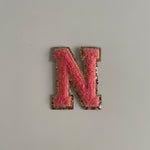 Varsity Glitter Patch - Coral