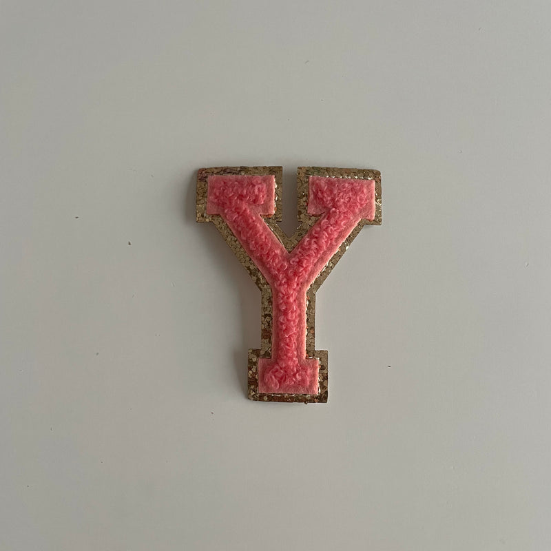 Varsity Glitter Patch - Coral