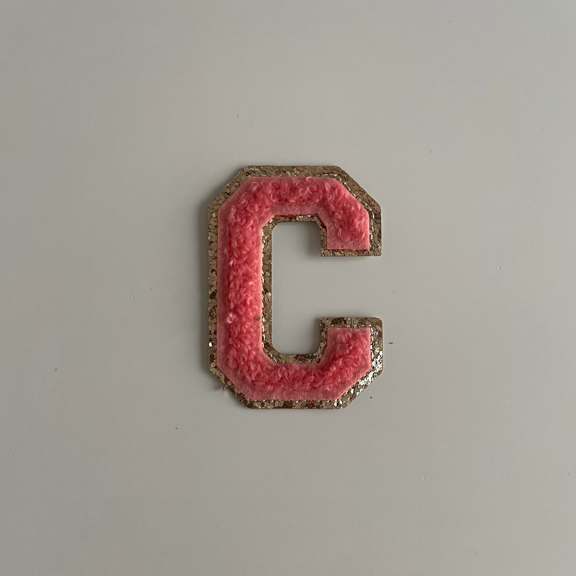Varsity Glitter Patch - Coral