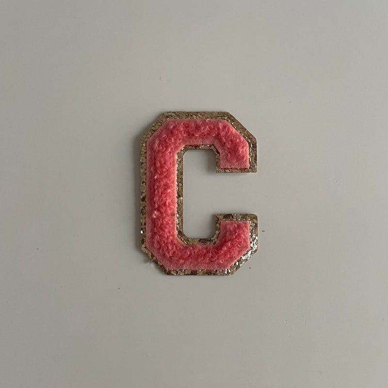 Varsity Glitter Patch - Coral