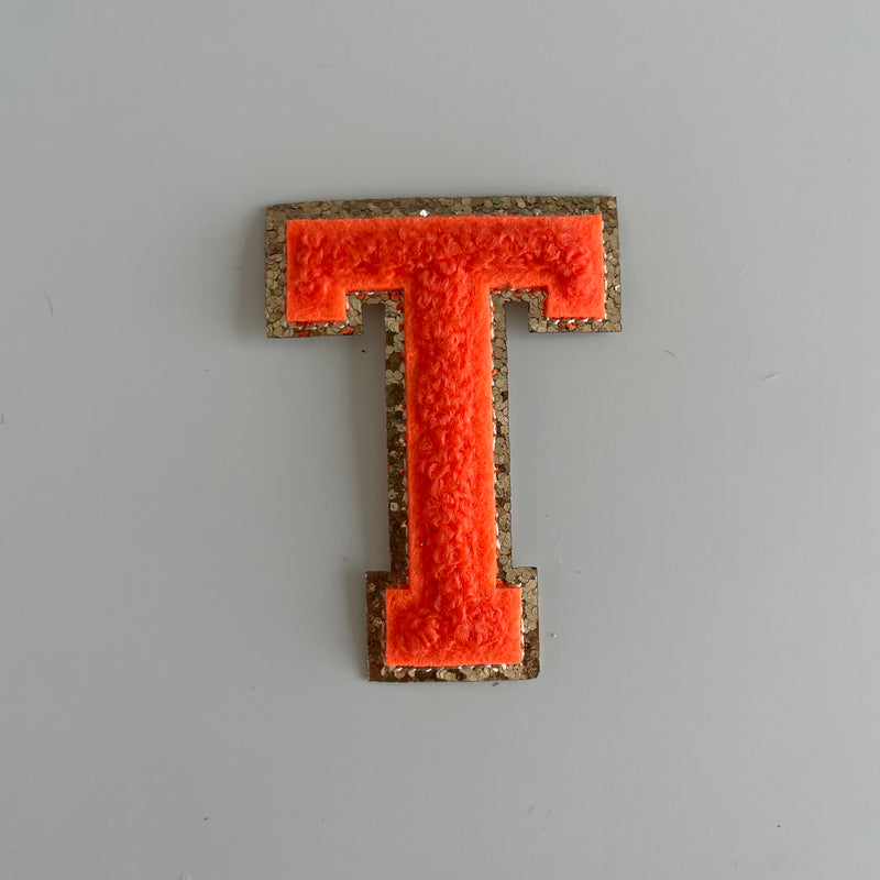 Varsity Glitter Patch - Orange