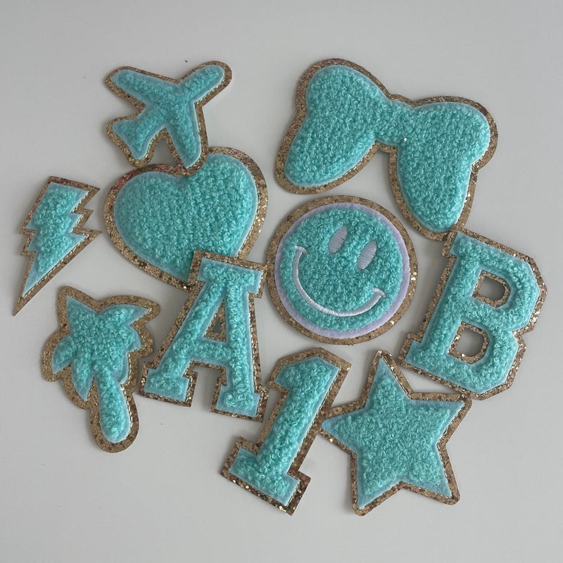 Varsity Glitter Patch - Turquoise