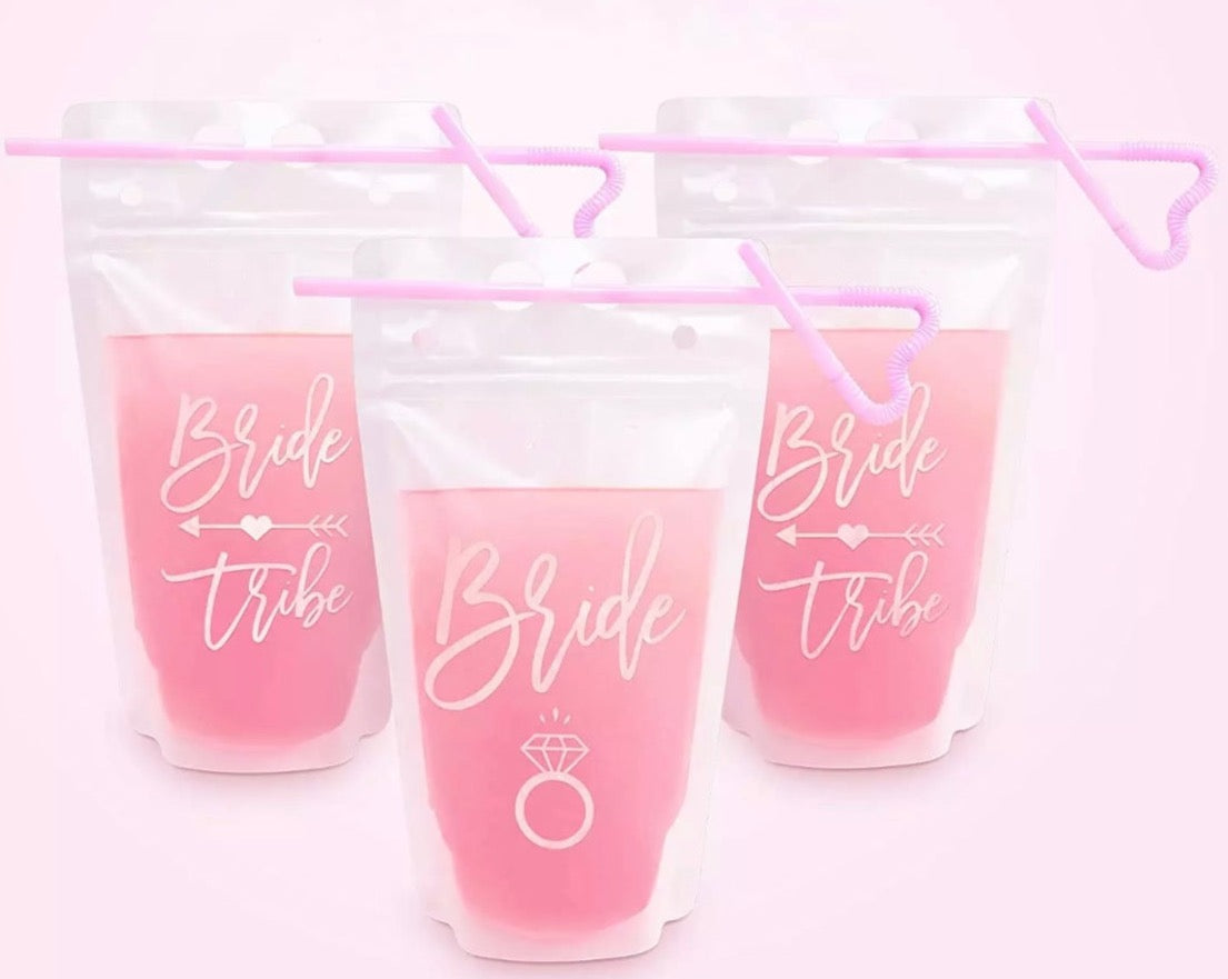 Bride/Bride Tribe drink pouches (x6)